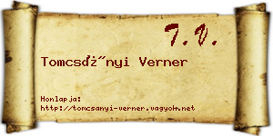 Tomcsányi Verner névjegykártya